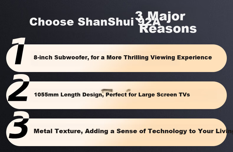 SANSUI DV-92A Soundbar Speaker, Home Theater System, Bluetooth Smart Speaker, Bar-Shaped Speaker, Wall-Mounted Speaker, Independent Subwoofer 2