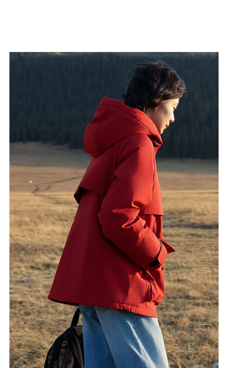 Demana [Three-proof Black Technology] Winter Warm 90% Goose Down Nordic Jacquard Cotton Hooded Velcro Women's Down Jacket 5