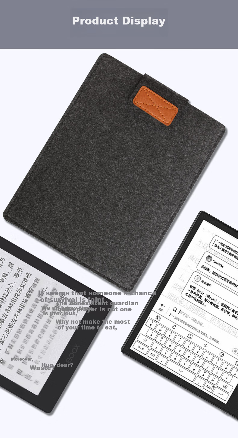 Freeson Compatible with Keda Xunfei C10/C10S/X3 Pro/Bubugao A2/X2/X2Pro Storage Bag, E-Ink Reader E-Paper Book Inner Sleeve Protective Cover, 10 Inches 5