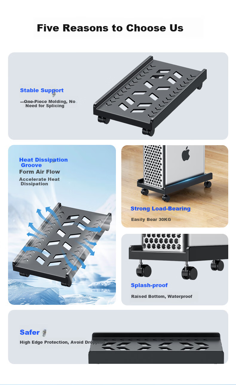 LinkStone Computer Tower Stand, Movable Desktop Computer Case Bracket Base Tray Case Stand, Computer Storage Rack with Universal Casters And Brake Lock Wheels 2