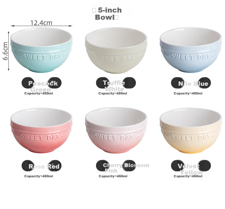 Banwushenghuo Rice Bowl, Home Use, Individual Color, Divided Dining Bowl, Eating Bowl, Ceramic Rice Bowl, Personal Use, Colorful Bowl, Macaron Bowl 4