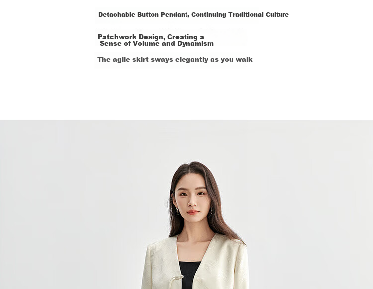 Sentubila New Chinese Style A-Line Skirt for Women, Spring And Autumn Slimming Modified Horse-Face Skirt, Black Mid-Length Skirt, Black, Size M 3