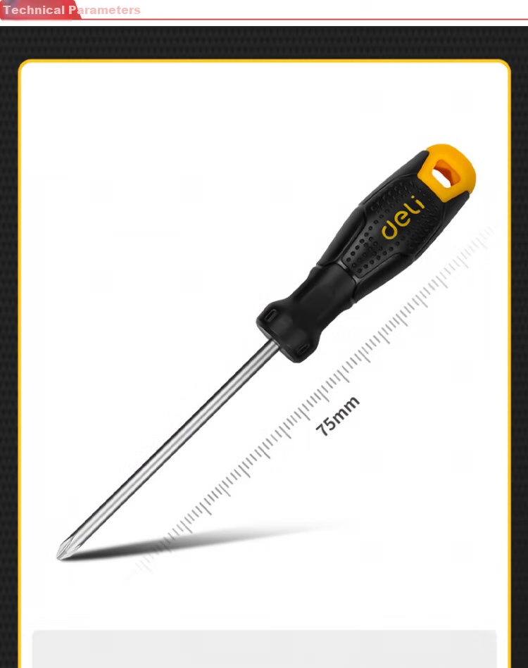 DELIGONGJU Deli Plastic Handle Phillips Screwdriver PH1x75mm DL625075 (Random Delivery of New And Old Products) 1