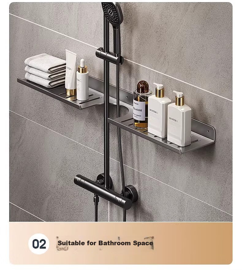 MUYA Mirror Bathroom Storage Rack, Toilet Washbasin Vanity Wall-Mounted Shelf, No Drilling Required, Bathroom Organizer 16