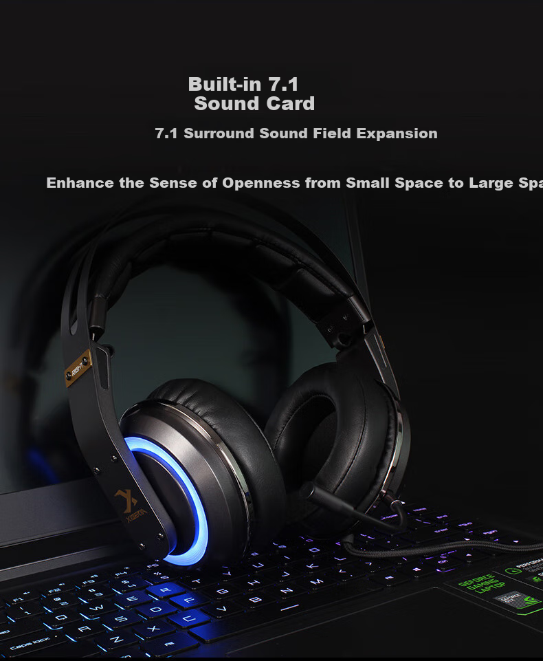 XIBERIA T20 Over-Ear Gaming Headset, Professional E-Sports Headphones for PUBG, Cyberpunk-Style Gaming Headset with Microphone for PC 11