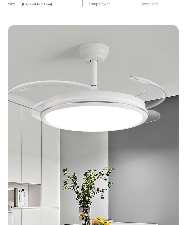 Aimeite [Installation Included] Fan Light Invisible Home Living Room Integrated Dining Room High-Power Full Spectrum Eye-Protecting Variable Frequency Bedroom Fan Light 16