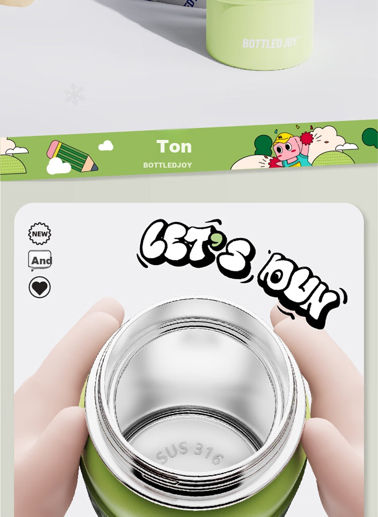 Dundun Bottled Joy Insulated Tumbler, 316 Stainless Steel, Large Capacity Cup, Water Bottle for Children And Students, Gift 12