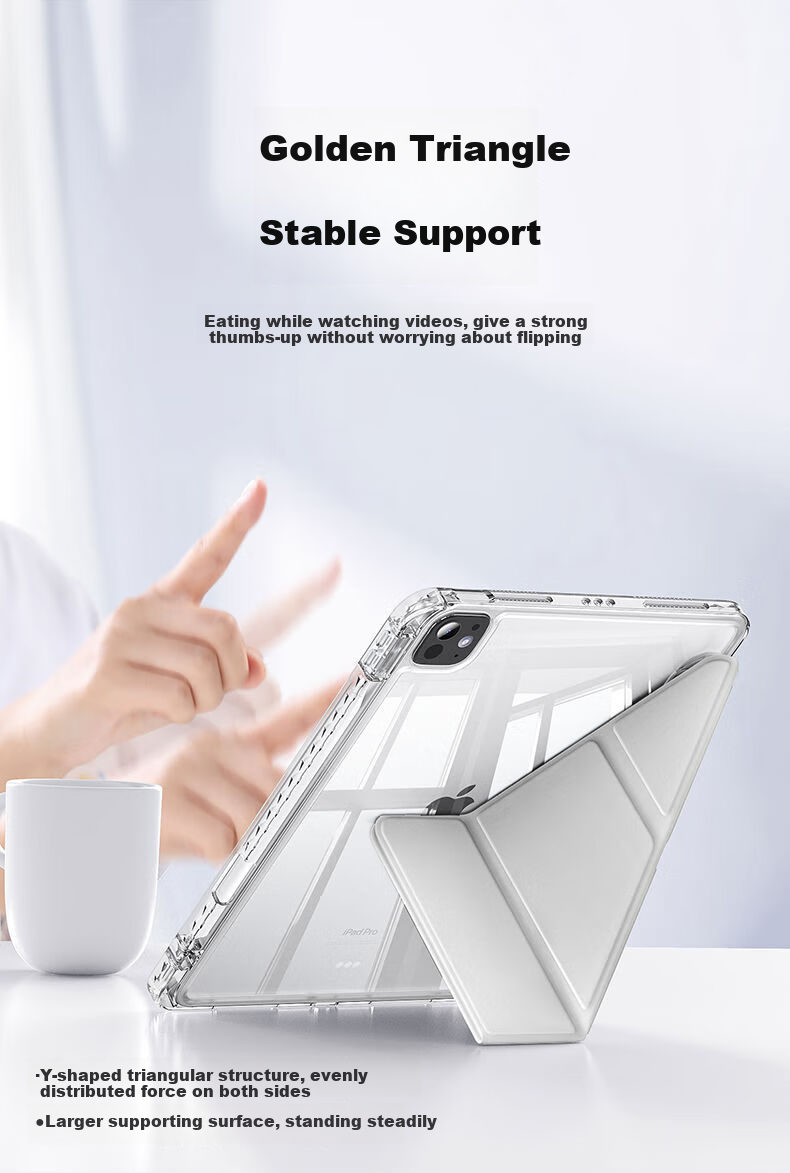 HBOALG Compatible with Huawei MatePad Pro Protective Case, 2024 Model, 12.2-Inch, 3+Y Fold Magnetic with Pencil Holder, Full Coverage, Anti-Bend, Shockproof Protective Case, White Ice Blue 10