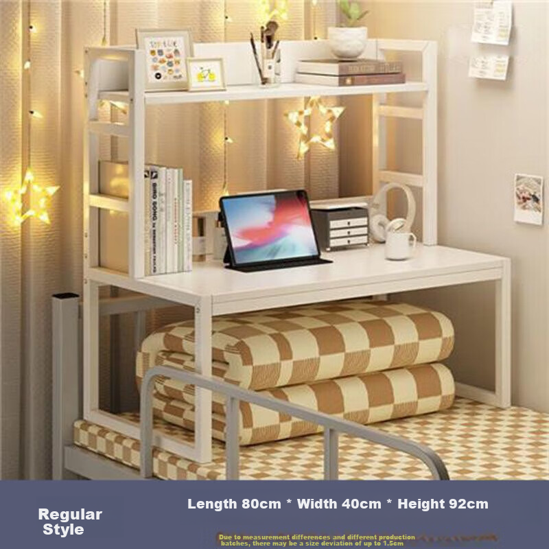 OLENOUFENG Computer Desk with Bookshelf for Bed, Dormitory Study Desk, Lazy Table for Bunk Beds, 80*40*92cm
