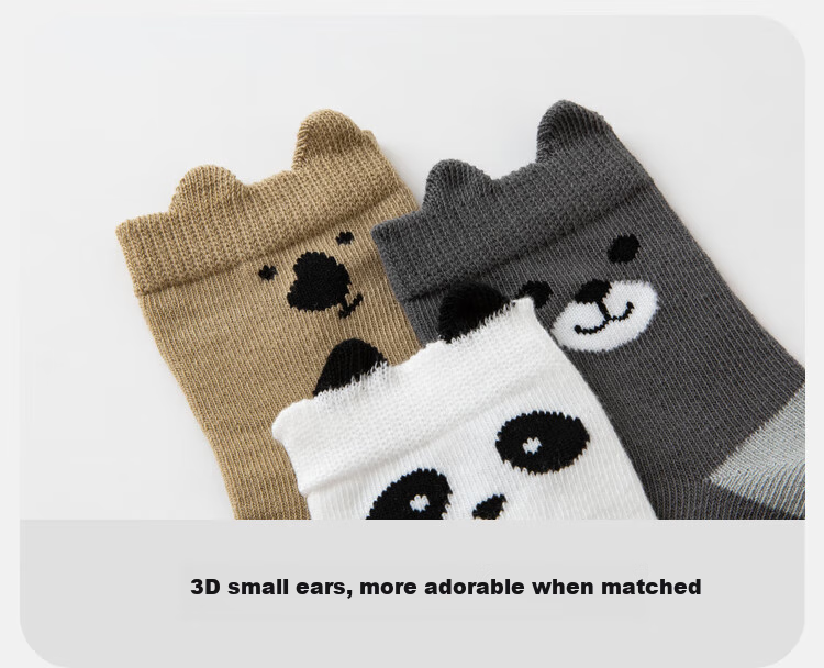 Minibala Boys And Girls Spring Cotton Elastic Breathable Socks, Cute Animal Design for Babies [3 Pairs] 7