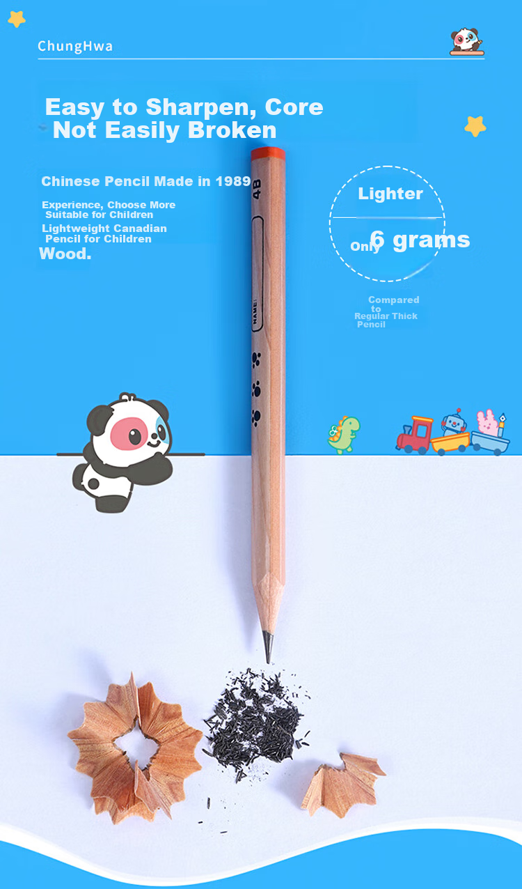 Zhonghua Thick Triangular Pencil for Preschool Handwriting Practice, Large Triangular Pencil for Posture Correction, Imported Xida Wood, Suitable for 6-7 Year Old Elementary School Students, Short Thick Grip for Easy Holding 5