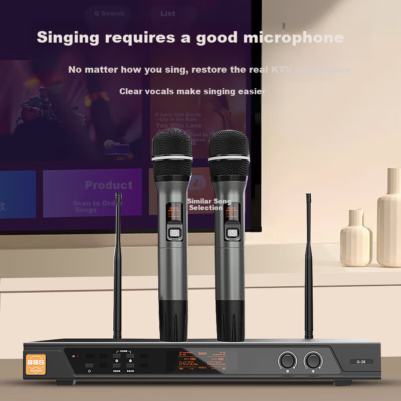 BBS G-28 [Flagship Bestseller], Wireless Microphone System, UHF Dual-Channel Professional Teaching Microphones, Stage Host Microphones, KTV Home Karaoke System for Family Use