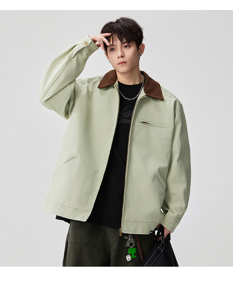 MARK FAIRWHALE Japanese Retro Workwear Jacket Men 2025 Autumn New American Style Lapel Coat Men's Apricot L 5