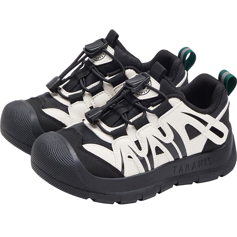 TARANIS Children's Shoes, Spring Kids' Sneakers for Boys And Girls, Durable Non-Slip Outdoor Hiking Shoes, White/black, Size 29