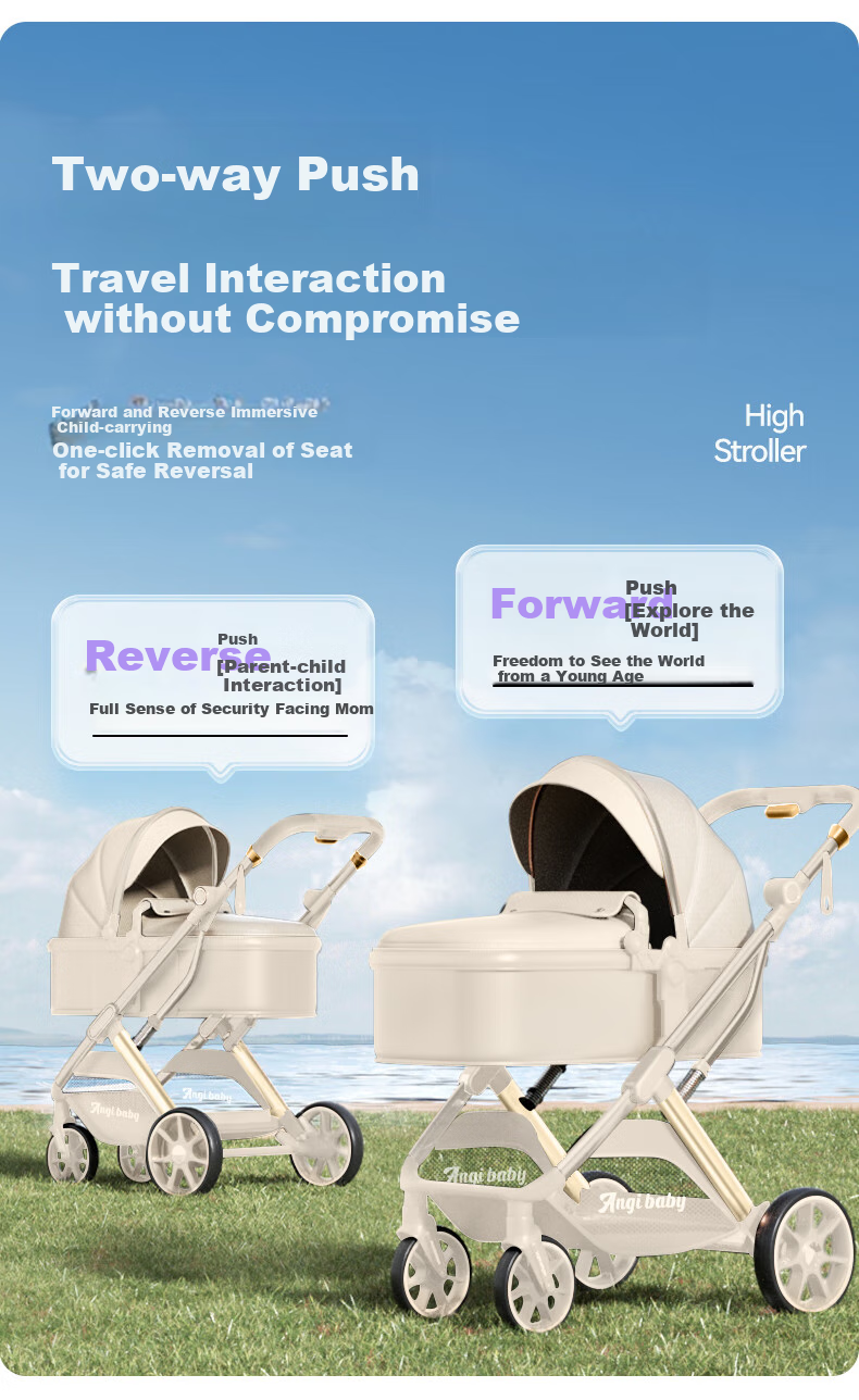 ANGI BABY Stroller, Can Sit And Lie Down, Lightweight And Foldable, High Landscape Baby Carriage, Newborn Pushchair 3