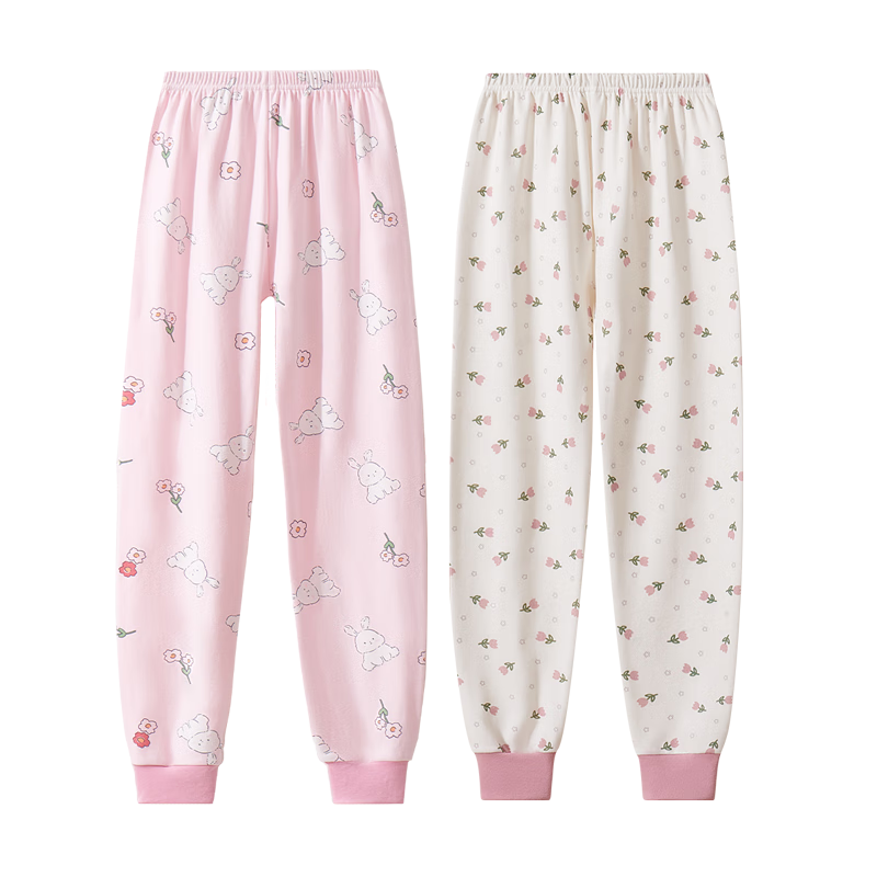 LangSha Kids Thermal Long Johns Girls Sleep Pants Big Kids Autumn Winter Fleece Lined Warm Pants 2-Pack