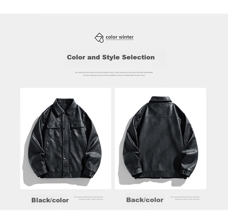 MiiOW Men's Jacket, Spring And Autumn Business Casual Outerwear, PU Leather Coat, Fashionable Trendy Jacket, Black, 3XL 6