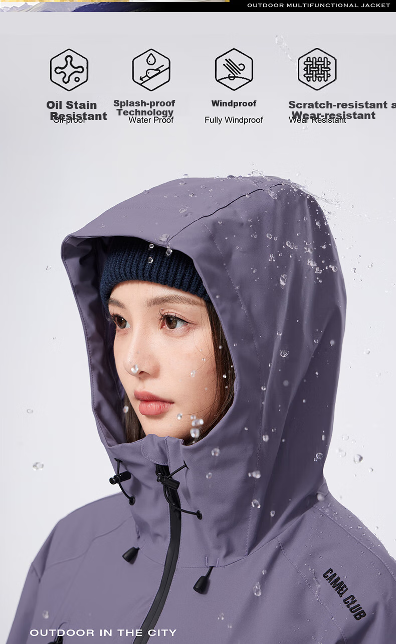 CAMEL Sports Jacket, New Style for Men And Women, Spring And Autumn Casual Fleece-Lined Jacket, Outdoor Water-Repellent Windproof Mountaineering Coat, Windbreaker 6