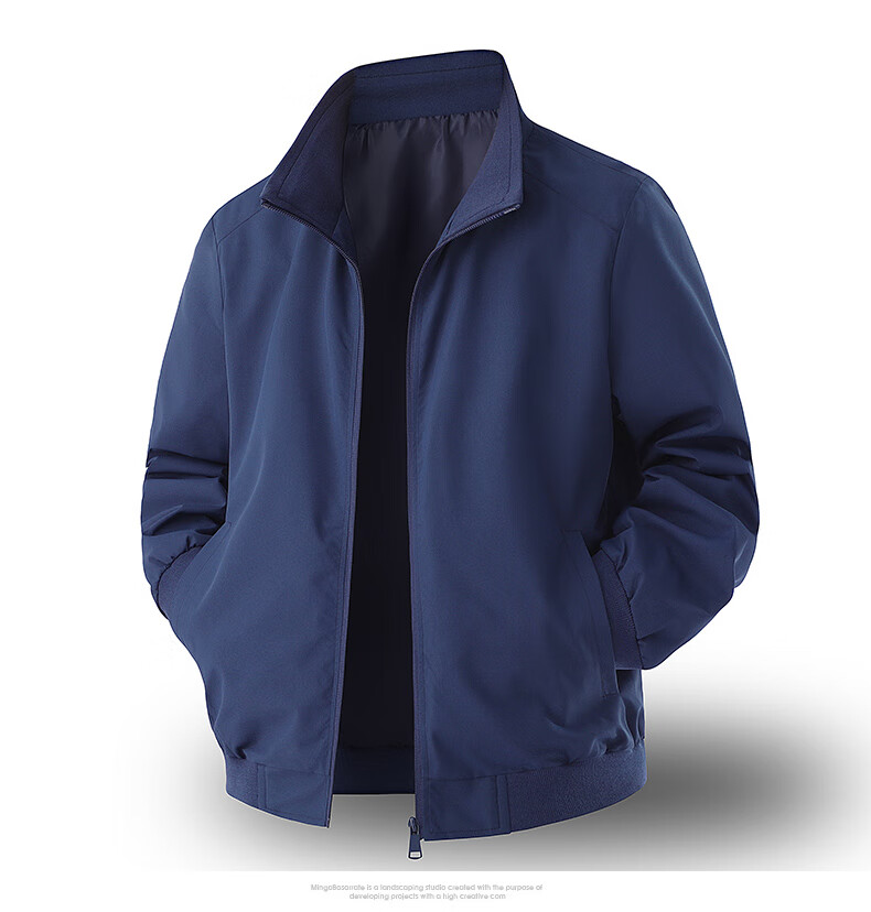 JEEP SPIRIT Men's Casual Autumn Sports Stand Collar Jacket Light Businesswear 2501 Black M 3