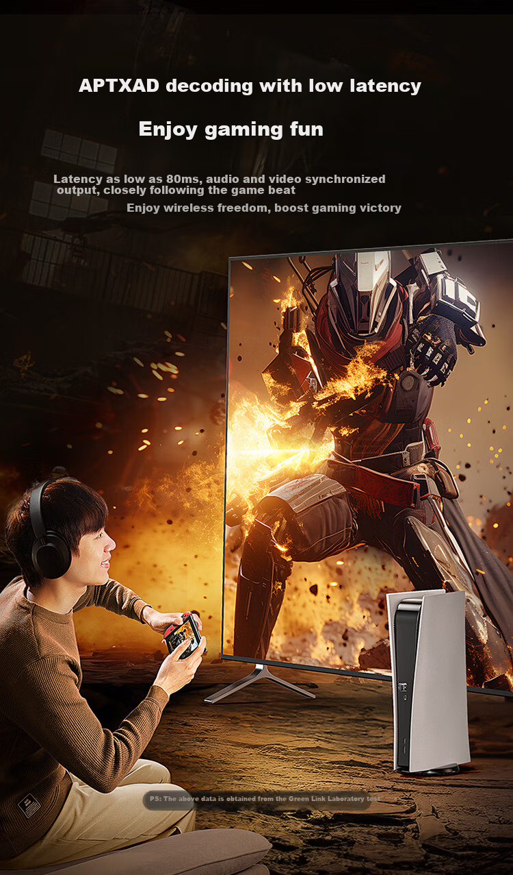 UGREEN USB Bluetooth Adapter 5.3 Gaming Edition Compatible with PS5/PS4/Switch Connects Computer to Wireless Headphones And Speakers Supports Calls Ultra-High Sound Quality 6