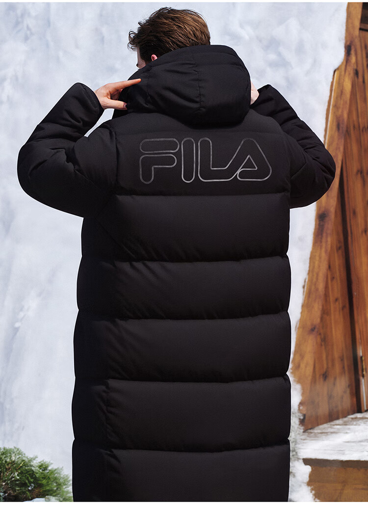FILAFILA Official RGB Long Down Jacket 2025 Winter Couples Hooded Cold-Resistant Warm Coat 12