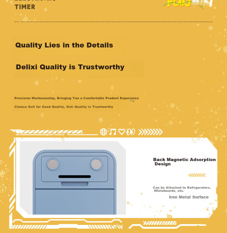 Deli Electronic Timer for Baking, Children's Self-Discipline, Exam Time Management, Kitchen Timing, Essential for Back-To And Advancement, LE201 Back-To Seaso 13