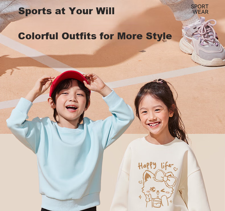 Baleno Girls' Sweatshirt Spring And Autumn Style, Little Girl 2024 Fashionable Stylish Air Layer Round Neck Pullover Children's Autumn Top 12