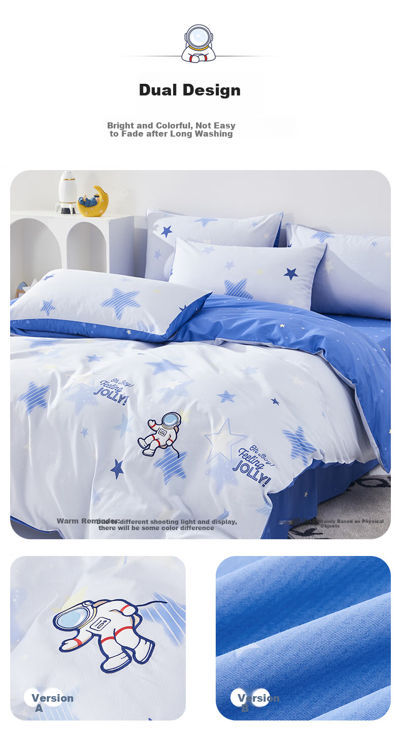 MERCURY Kids Three-Piece Bedding Set for Mother And Baby, Class A Pure Cotton Duvet Cover, Bed Sheet, Quilt Cover, Pillowcase, Single Student Dormitory Antibacterial Set, 150*210cm 5