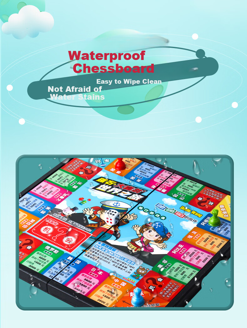 Dafuweng Magnetic World Tour Game Deluxe Edition Board Game, Magnetic Foldable Portable Children's Strong Hand Chess Toy 8078 3