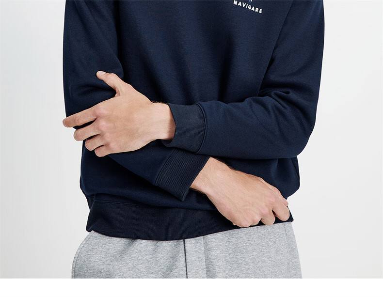 Navigare Small Sailboat Solid Basic Versatile Pullover Men's Fleece Lined Warm Sweatshirt 1135805301 8