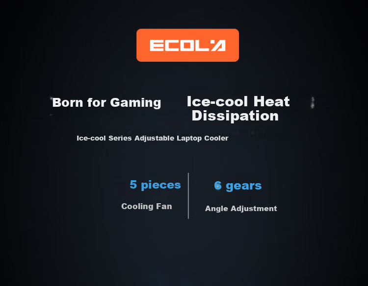 ECOLA NBC-908BK Black Laptop Air-Cooled Cooling Stand with Single Fan and Phone Slot 1