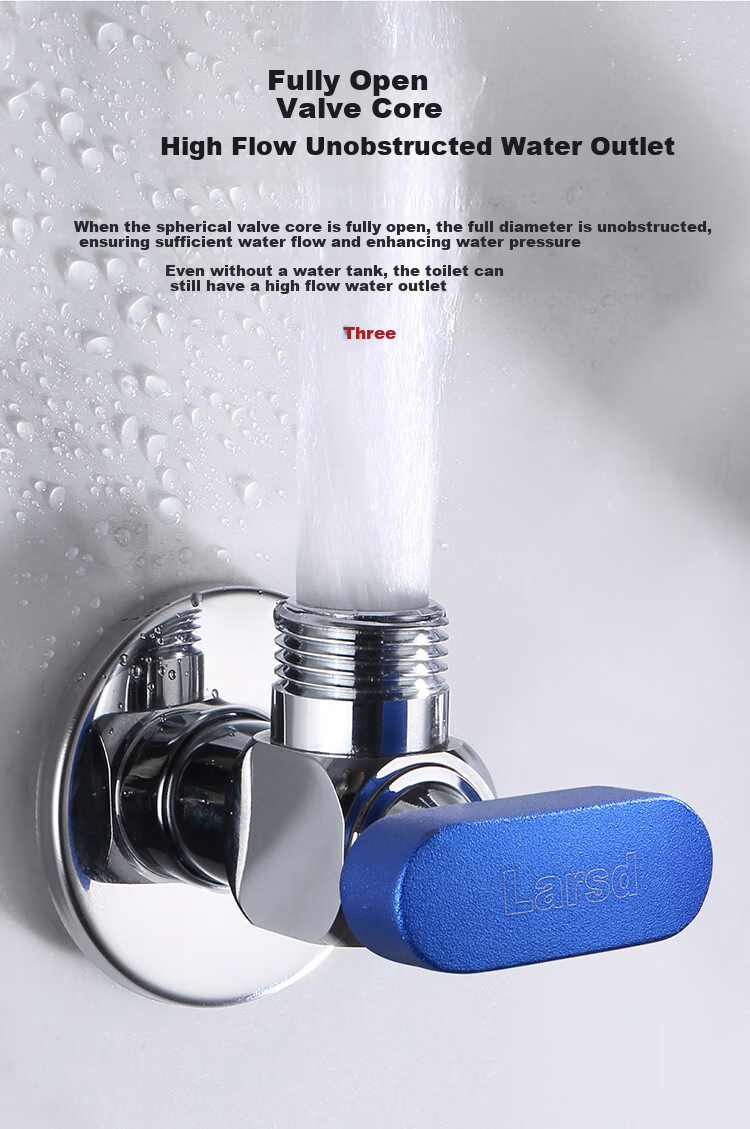 Larsd High Flow Ball Valve Set, Gas Water Heater Full-Open High Flow Angle Valve, 1/2 Inch Hot And Cold Ball Valve LD10507T 10