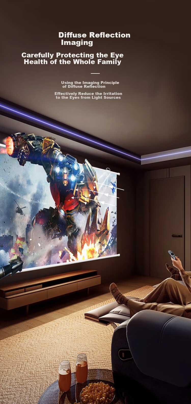 Zhiying Projector Home Screen 72-Inch 16:9 Wall-Mounted White Plastic Screen Office Display High Definition 4K Home Theater Compatible with XGIMI, Jmgo, Xiaomi, Xiaoming, Dangbei, Epson, BenQ 7