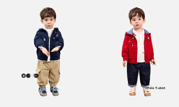 LUSON Little O Dad Boys' Baby Jacket Spring Hooded Red 2025 New Boys' Sweatshirt Baby Cardigan Spring Autumn Wear 5