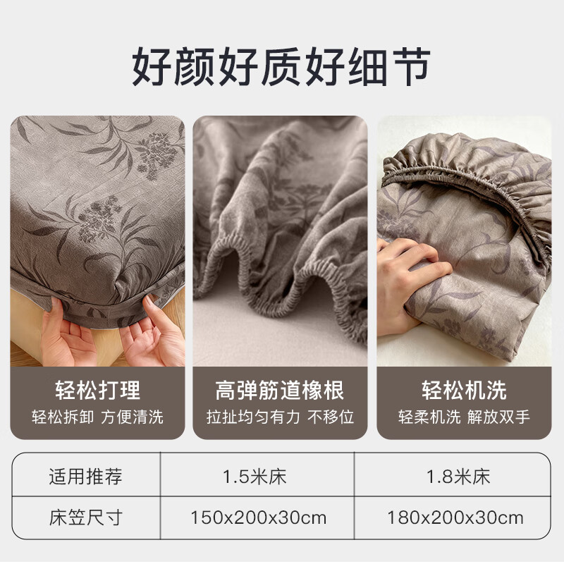CROWN Fitted Sheet 1.8m x 2m New Chinese Style Student Dormitory A-Class Single Full Coverage Mattress Protector Cover