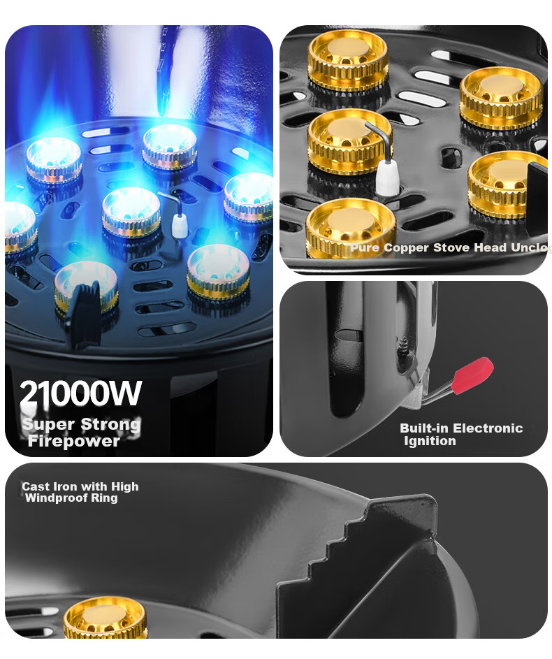 Jauto Cassette Stove Outdoor Gas Stove Portable Camping Gas Cylinder Magnetic Stove Hot Pot Camping Set 2