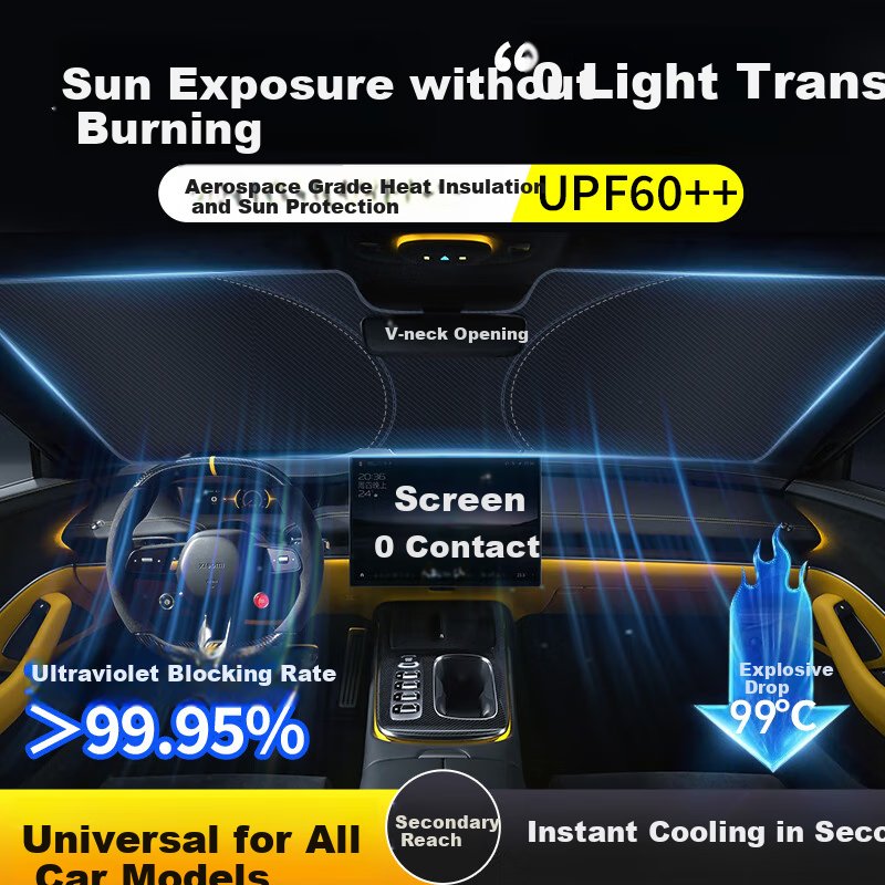 Zhunhang Car Sunshade, Window Cover, Front Windshield Cover, Half Sunshade, Tesla Sky Canopy, Sun Umbrella, Light-Blocking Shield