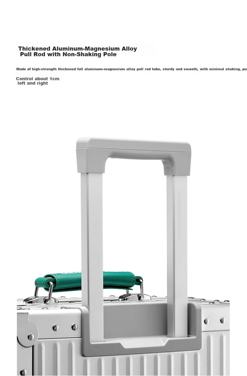 Dream Traveler All-Aluminum Magnesium Alloy Trolley Suitcase with Spinner Wheels, Metal Luggage for Men And Women, 24-Inch Gold with Gree 7