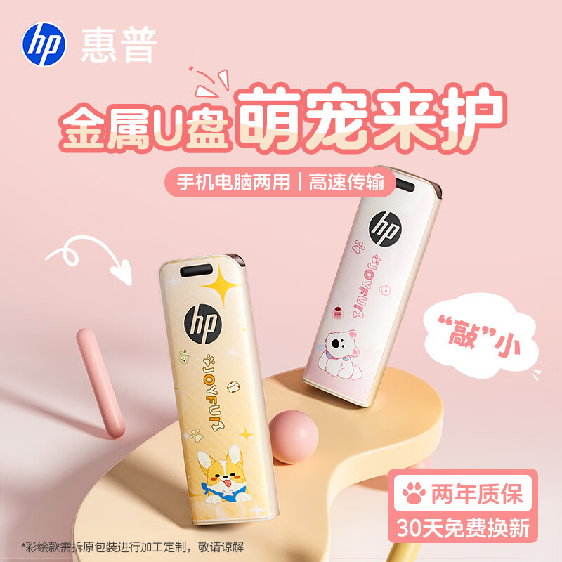 HP 32GB USB3.2 Metal Flash Drive Cute Couple Student USB Drive Adorable Corgi Data Backup USB Drive Car Office High-Speed Read And Write up to 230MB/s Flash Drive