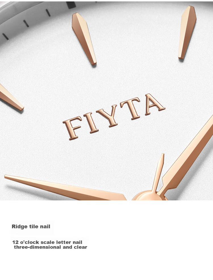 FIYTA Women's Watch, Classic Series Automatic Mechanical Calendar White Dial with Gold Steel Strap, Holiday Gift Box for Girlfriend 12