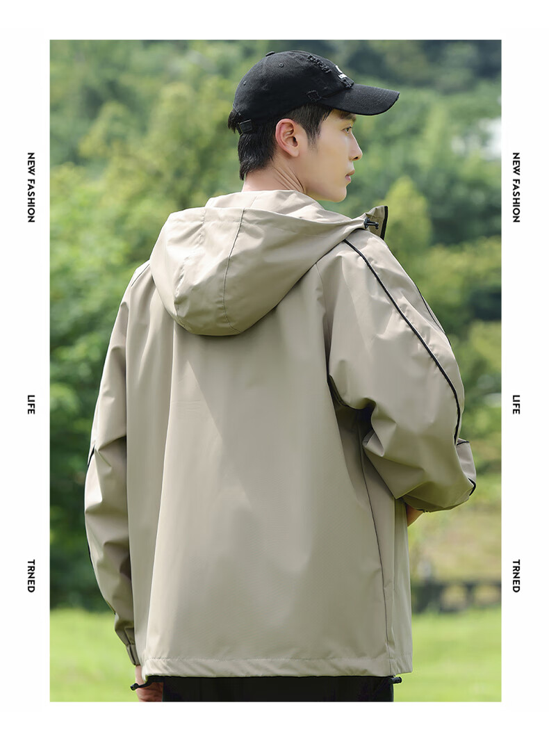 JEEP SPIRIT Men's Hooded Jacket Spring Autumn Outdoor Casual Windproof Sportswear Top 5