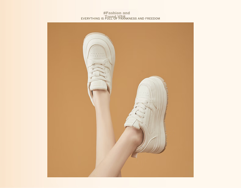 DAPHNE Thick-Soled White Sneakers for Women, 2026 New Summer Lace-Up Shoes, Fashionable Versatile Canvas Shoes for Wome 14