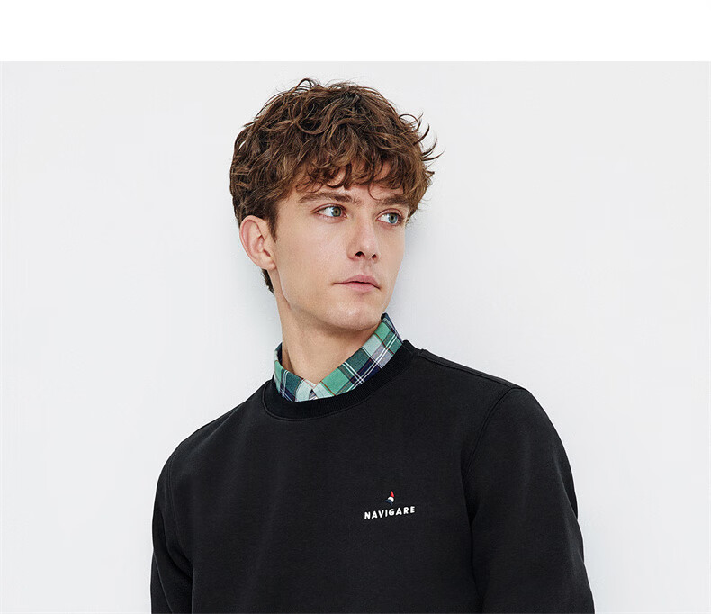 Navigare Small Sailboat Solid Basic Versatile Pullover Men's Fleece Lined Warm Sweatshirt 1135805301 21