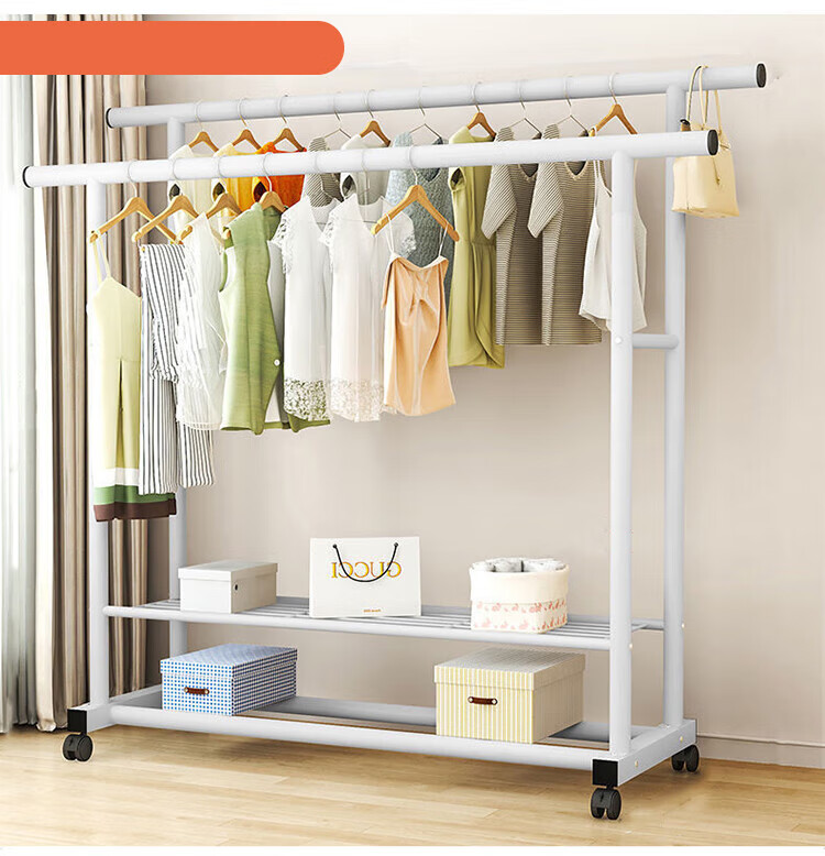 Huakai Star Floor Clothes Drying Rack Balcony Clothes Rod Bedroom Home Dormitory Hanging Rack YJ71 Foot Nail Model 1.5m Black 21