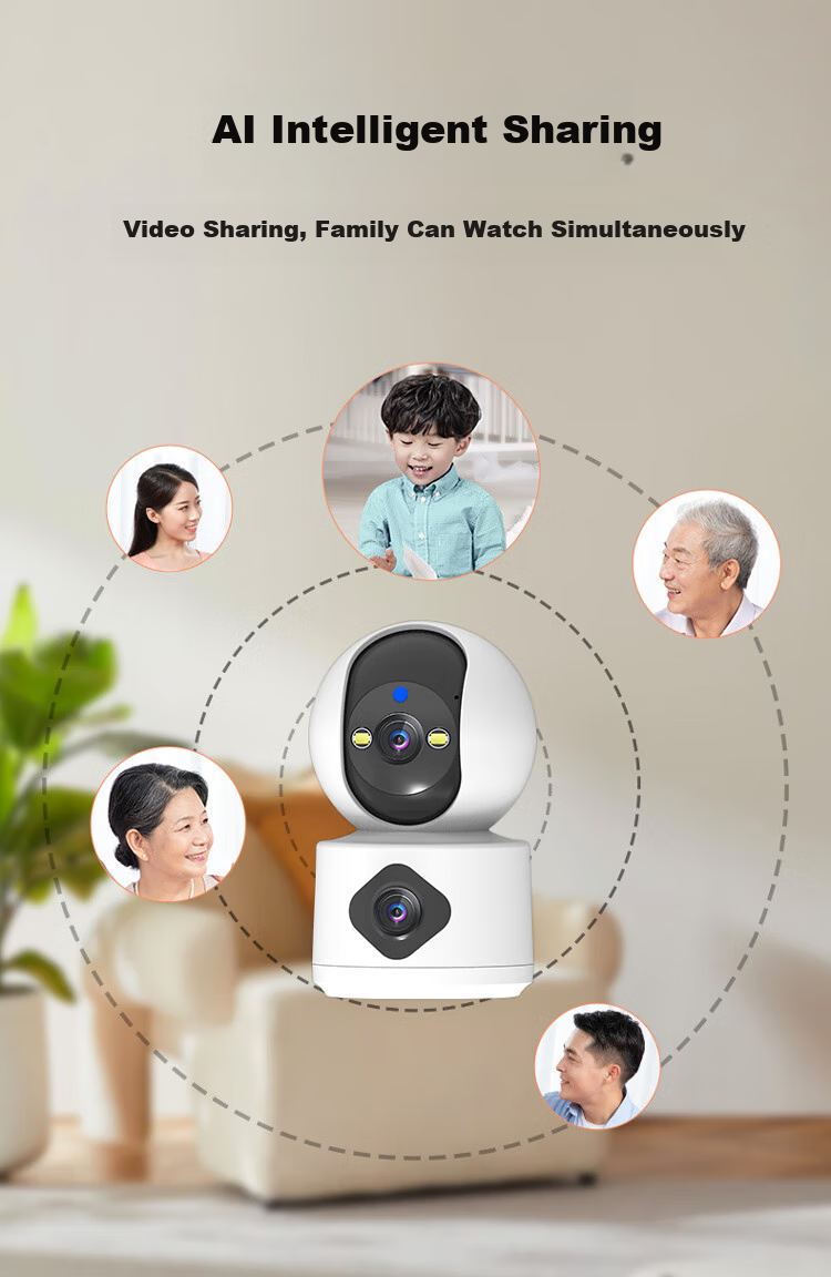 Newmine Wireless Home Camera AI Remote Monitoring Via Smartphone, 360-Degree Coverage with Night Vision, Panoramic View, Voice Control, 5 Million Pixel High-Definition Auto-Rotation Indoor PTZ Camera with Two-Way Audio 10