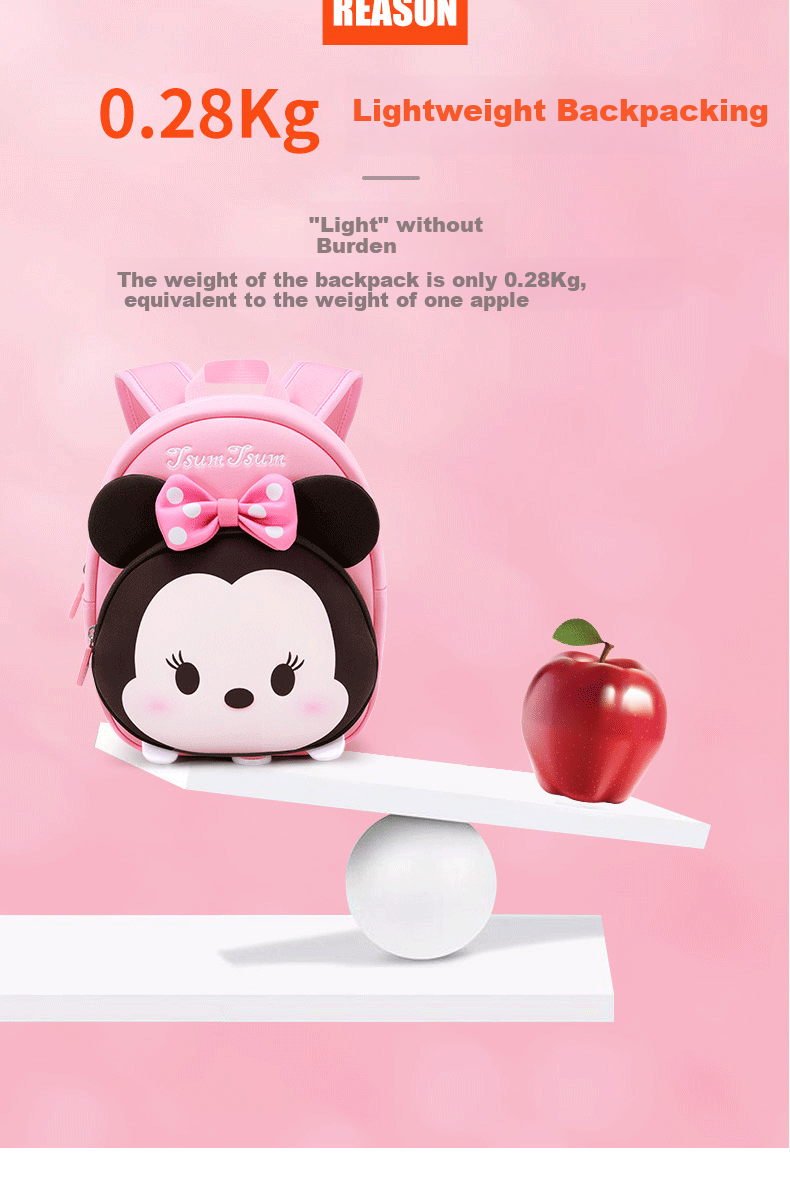 Disney Songson Kindergarten Children's Backpack for Ages 2-5, Cute Anti-Lost Travel Backpack, ST80082 Minnie Red 3