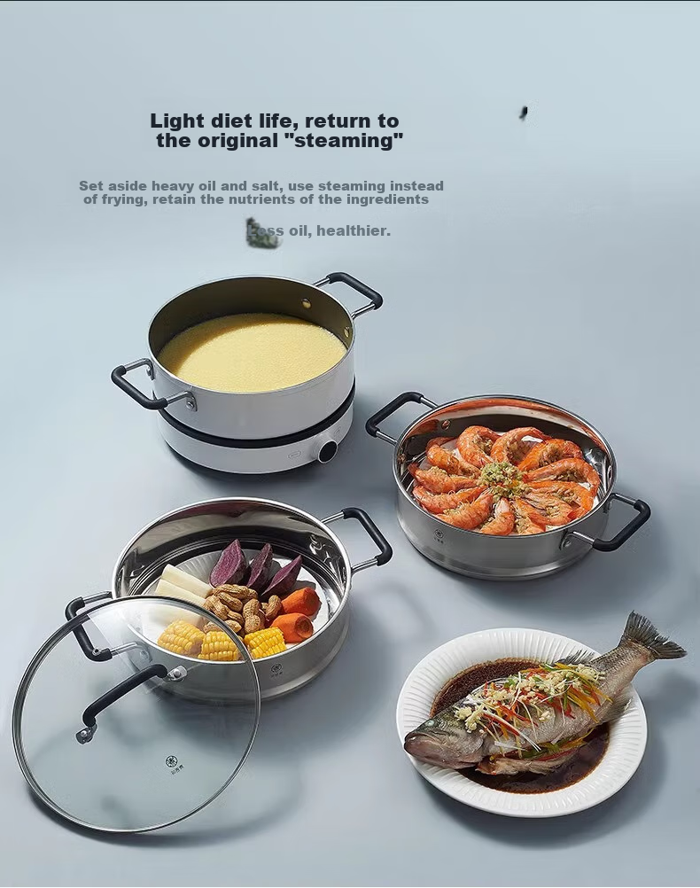 Zhiwu Non-Stick Soup Pot Compatible with Mijia, Stew and Soup Pot for Induction Cooker, Household Steamer Pot and Steaming Basket 10