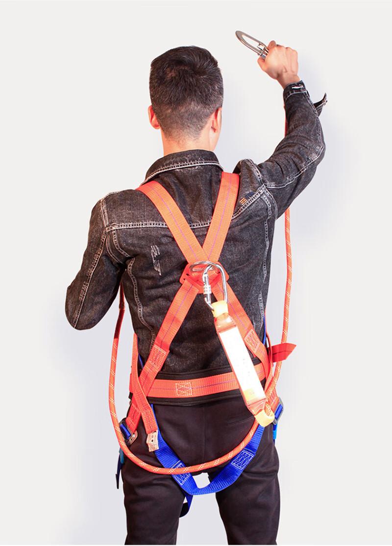 CK-Tech National Standard Five-Point Safety Harness High-Altitude Work Double Large Hook Safety Rope CKB-AQD001 Orange Blue 1 Set 2