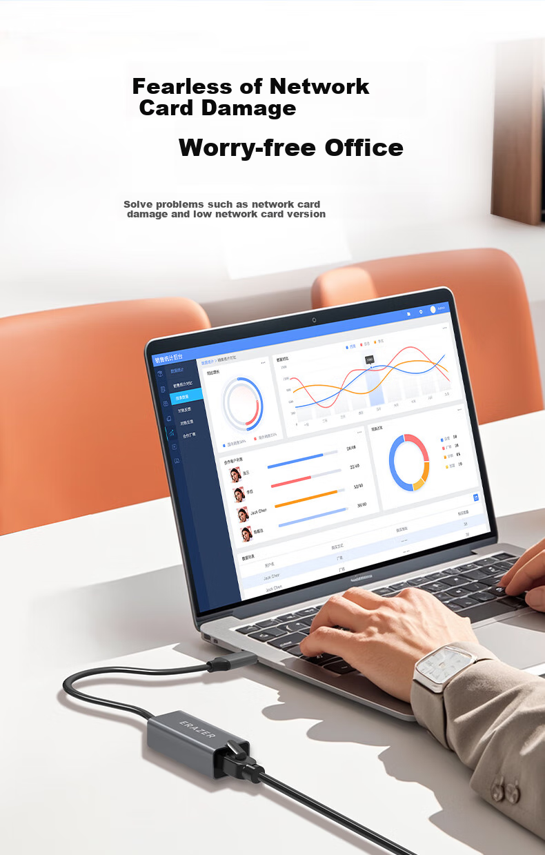 Lenovo Invests in Brand Yinengzhe Type-C to Gigabit Ethernet Port, USB-C to RJ45 Gigabit Wired Network Card Adapter, Laptop Converter Splitter 6