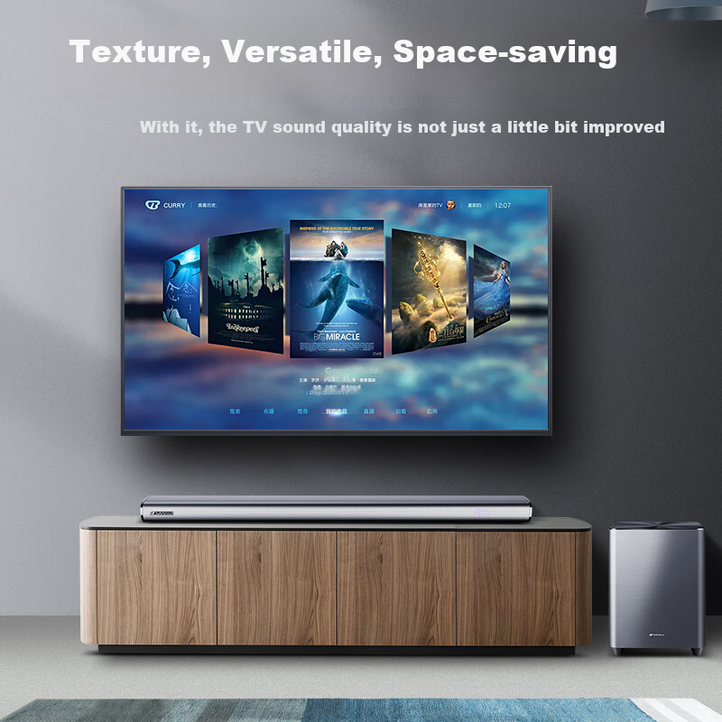 SANSUI DV-92A Soundbar Speaker, Home Theater System, Bluetooth Smart Speaker, Bar-Shaped Speaker, Wall-Mounted Speaker, Independent Subwoofer
